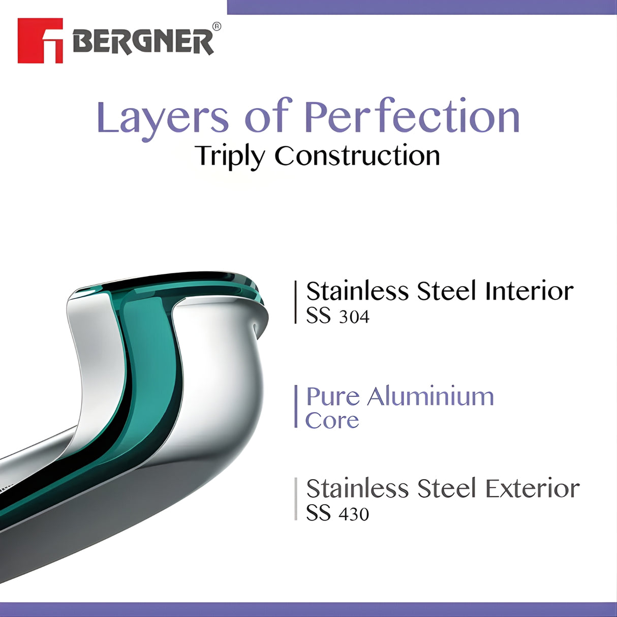 Bergner Essentials Triply Stainless Steel Extra Deep Kadai 22 cm \ 2 L_6