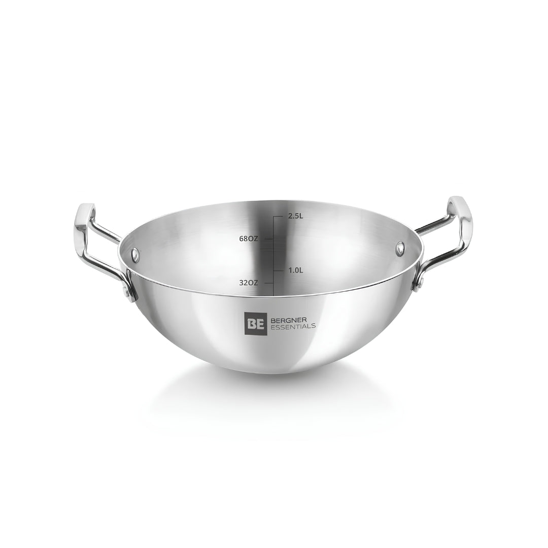 Bergner Essentials Triply Stainless Steel Extra Deep Kadai 24 cm _ 2.5 L _1