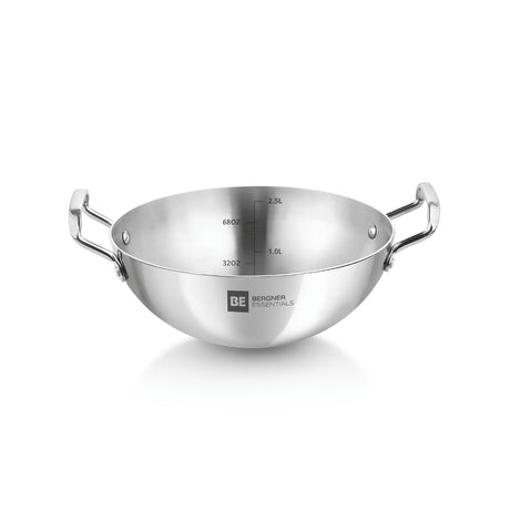 Bergner Essentials Triply Stainless Steel Extra Deep Kadai 24 cm _ 2.5 L _1