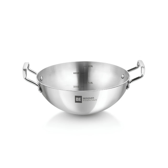 Bergner Essentials Triply Stainless Steel Extra Deep Kadai 24 cm _ 2.5 L _1
