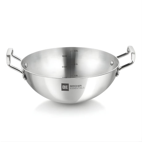 Bergner Essentials Triply Stainless Steel Extra Deep Kadai 26 cm \ 3.5 L_1