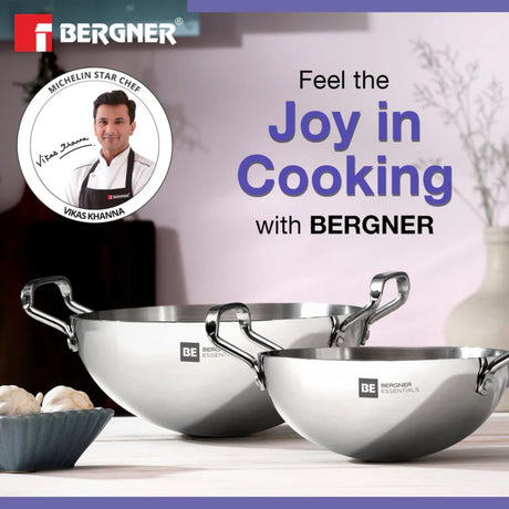 Bergner Essentials Triply Stainless Steel Extra Deep Kadai 28 cm \ 4 L_2
