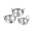 Bergner Essentials Triply Stainless Steel Junior Kadai Set of 3 Pcs - Silver_Front View