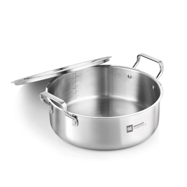 Bergner Essentials Triply Stainless Steel Shallow Biryani Pan with Lid 24 cm \ 3.9 L_1