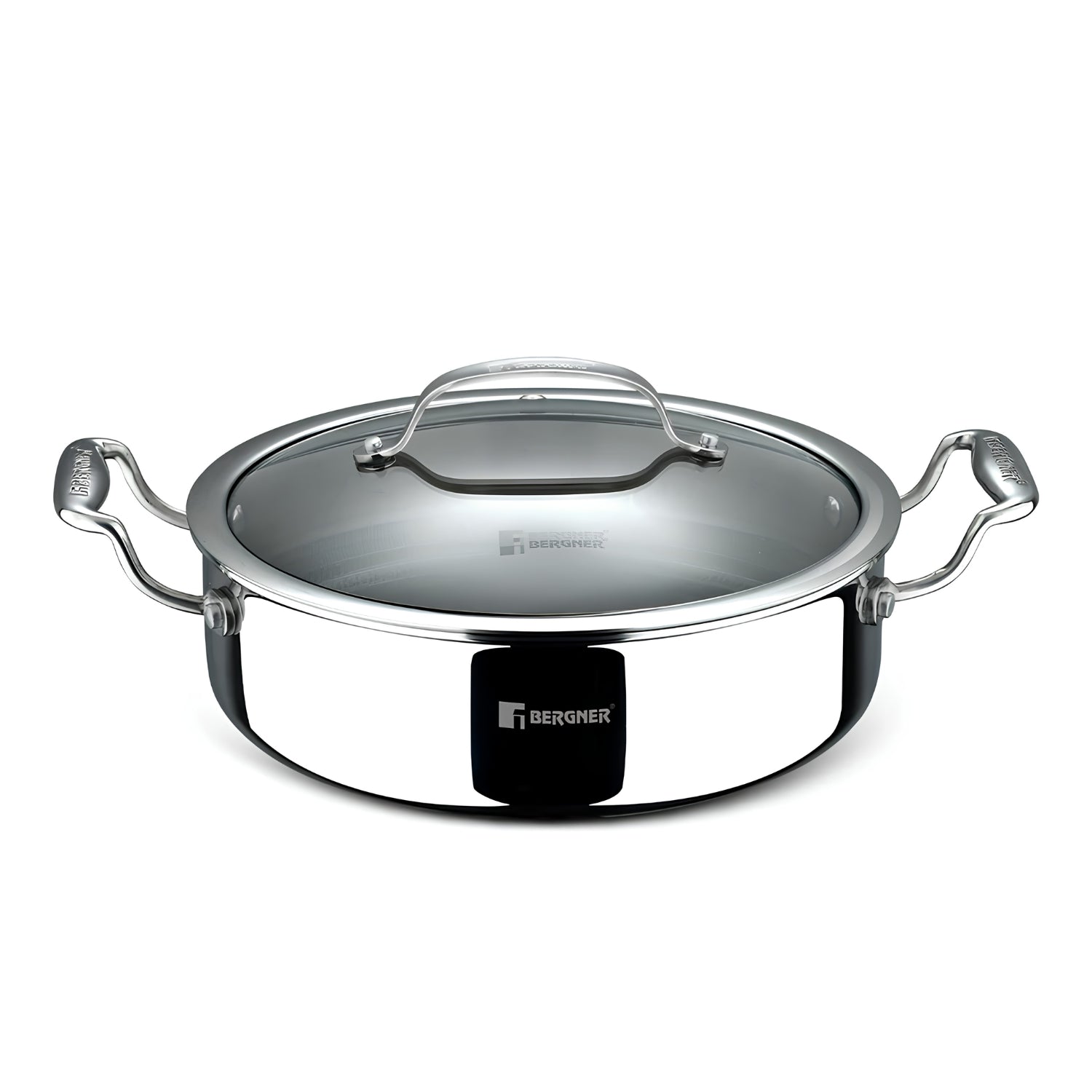 Bergner Hi-Tech Giro x Triply with Honeycomb Ceramic Coating Serving Pan with Glass Lid 28 cm \ 5.7 L_1