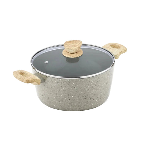 Bergner Naturally Ceramic Cooking Pot Casserole with Glass Lid 24 cm \ 4.5 L - Grey_1