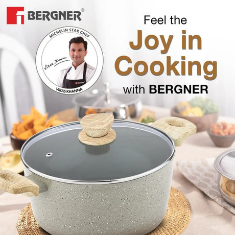 Bergner Naturally Ceramic Cooking Pot Casserole with Glass Lid 24 cm \ 4.5 L - Grey_2