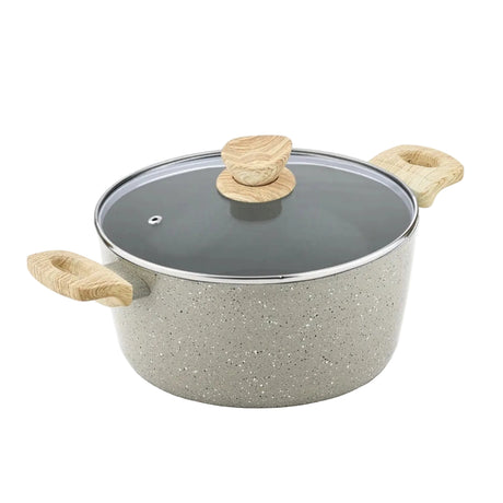 Bergner Naturally Ceramic Cooking Pot Casserole with Glass Lid 26 cm \ 5.5 L - Grey_1