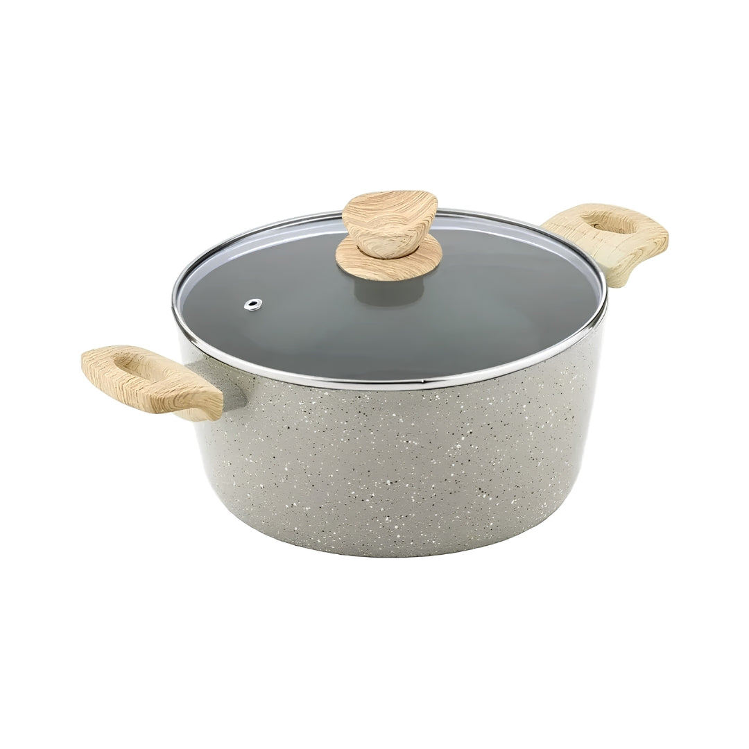 Bergner Naturally Ceramic Cooking Pot Casserole with Glass Lid 26 cm \ 5.5 L - Grey