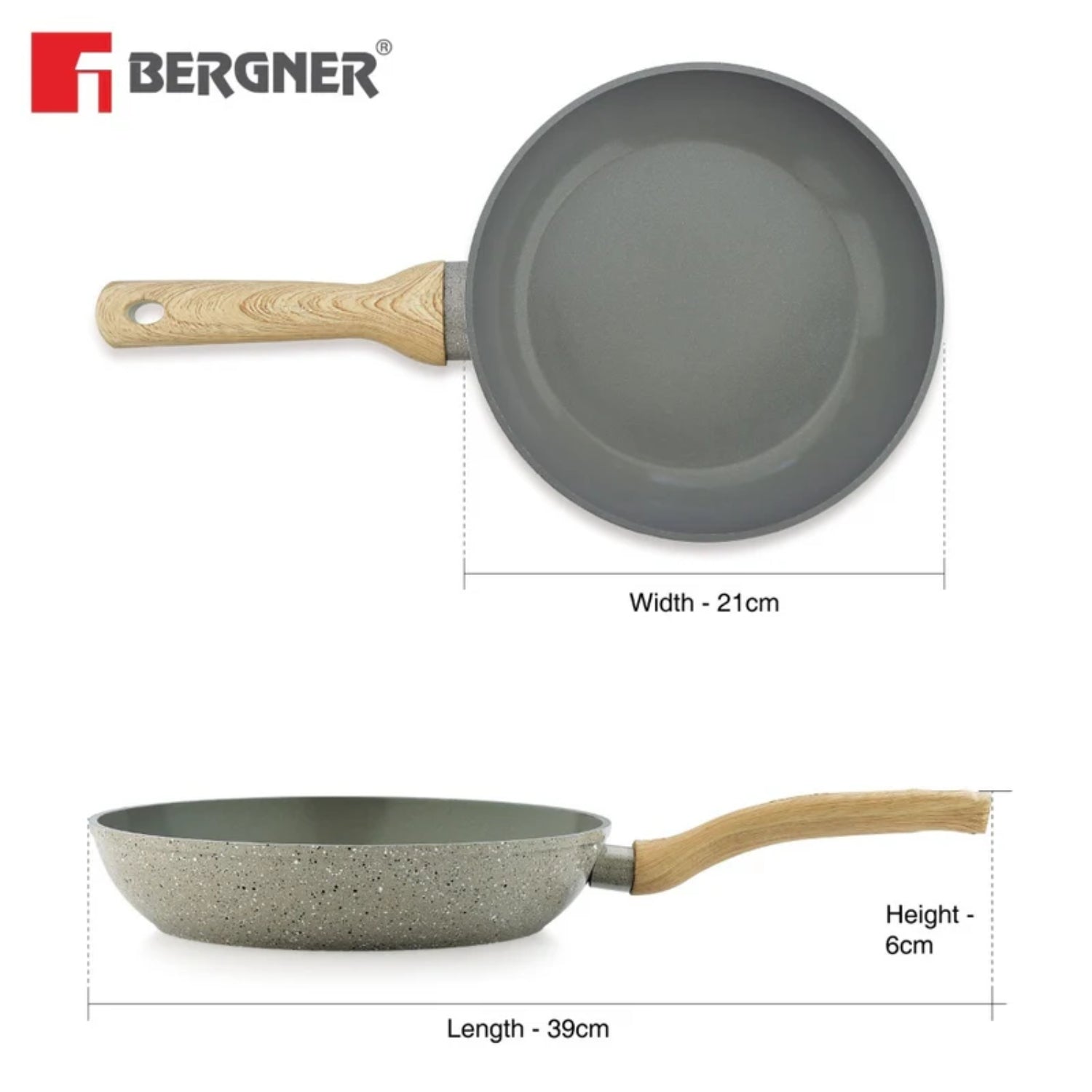 Bergner Naturally Ceramic Fry Pan 20 cm - Grey_3