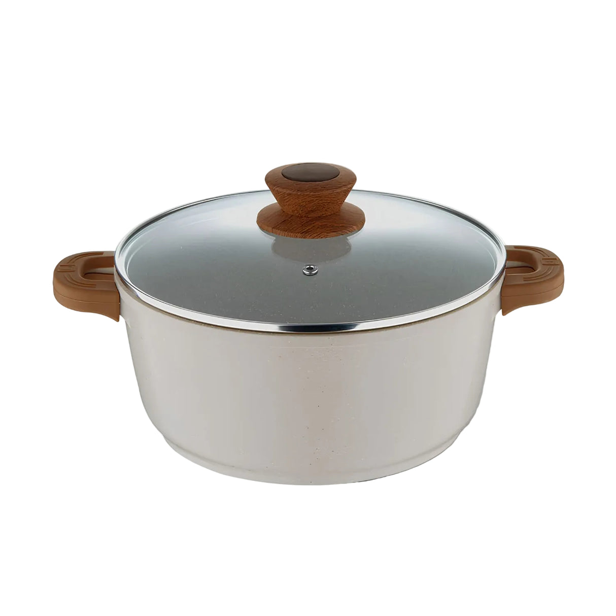 Bergner Naturally Non Stick Marble Casserole with Glass Lid 32 cm \ 9 L - White_1
