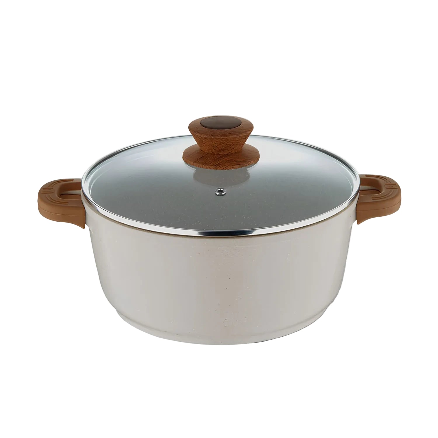 Bergner Naturally Non Stick Marble Casserole with Glass Lid 32 cm \ 9 L - White_1