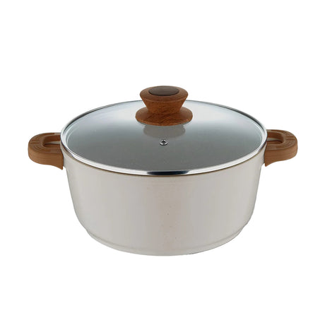 Bergner Naturally Non Stick Marble Casserole with Glass Lid 32 cm \ 9 L - White_1