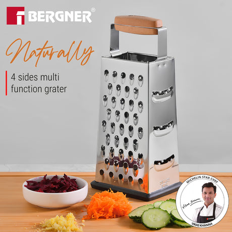 Bergner Naturally Stainless Steel Multi Function Grater 4 Sides - Silver_2