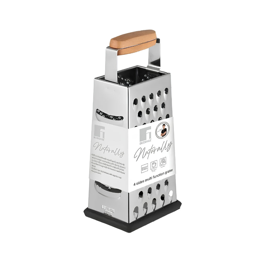 Bergner Naturally Stainless Steel Multi Function Grater 4 Sides - Silver_Front View