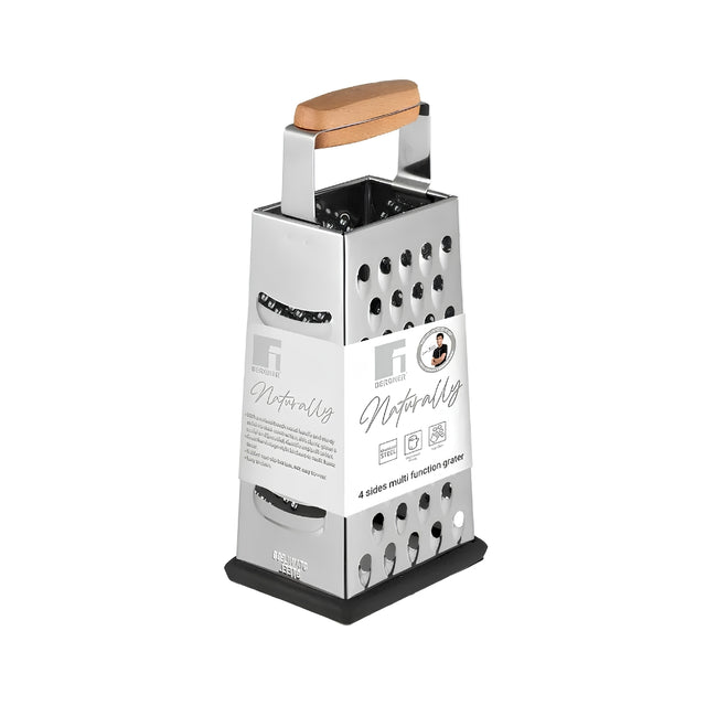 Bergner Naturally Stainless Steel Multi Function Grater 4 Sides - Silver_Front View