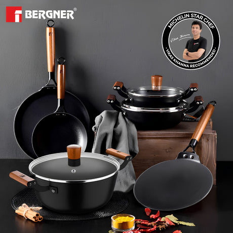Bergner Odin Light Weight Iron Casserole with Glass Lid 28 cm \ 5.6 L - Black_2