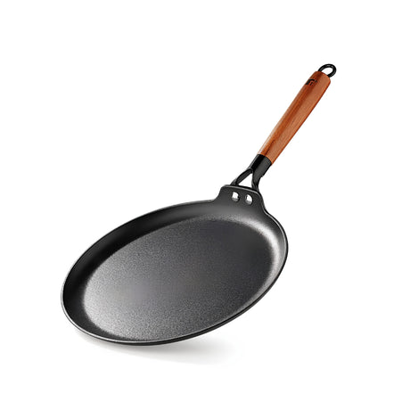 Bergner Odin Light Weight Iron Dosa Tawa with Wooden Coated Handle 30 cm - Black_1