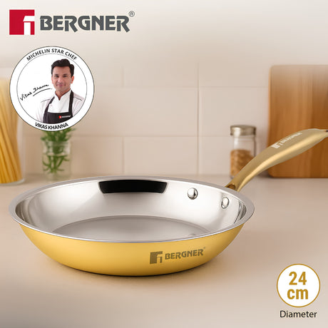 Bergner Peetlam Kalai Brass Coated Fry Pan 24 cm _ 1 L - Golden Yellow_2
