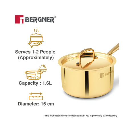 Bergner Peetlam Kalai Coated Brass Sauce Pan with Lid 16 cm _ 1.6 L - Golden Yellow_2