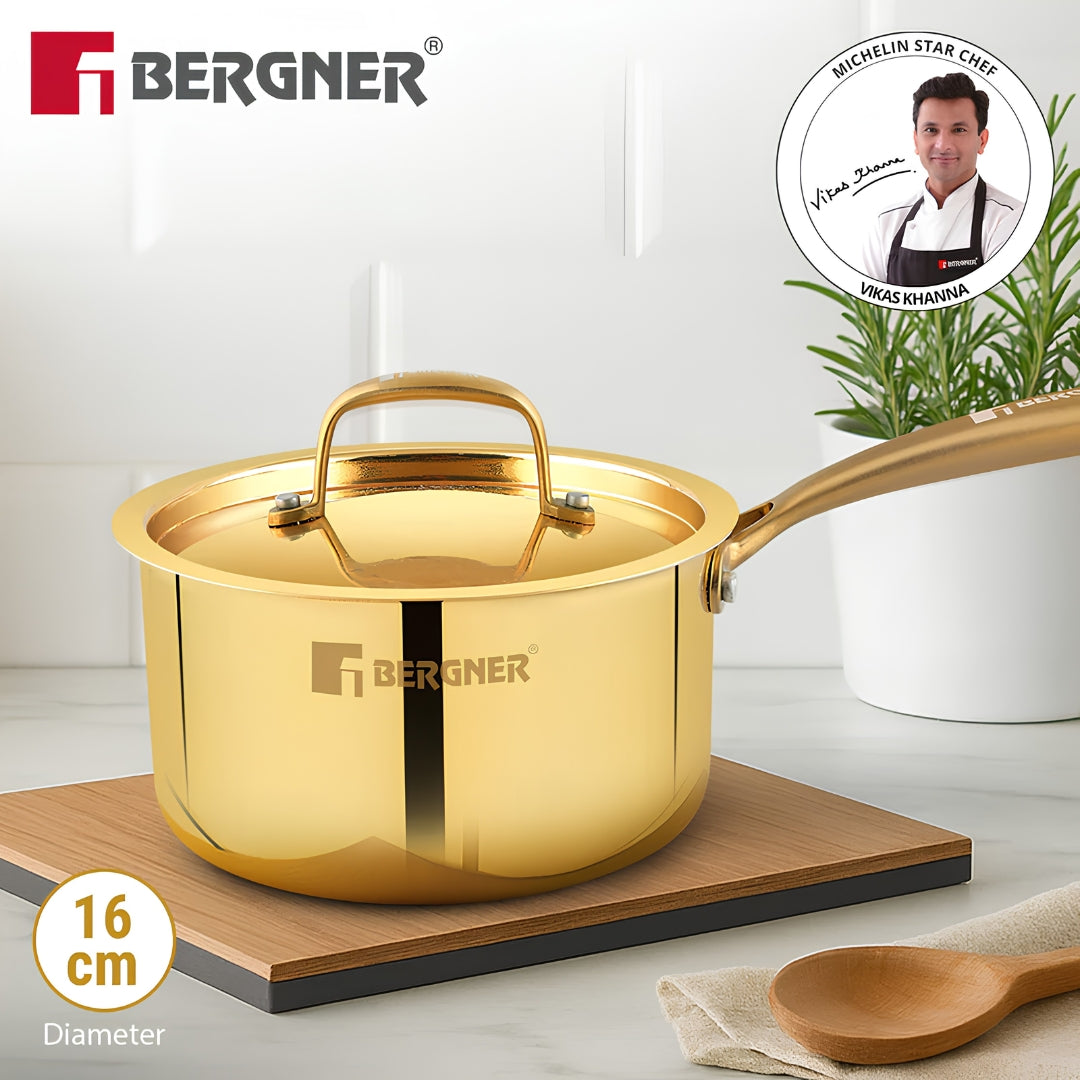 Bergner Peetlam Kalai Coated Brass Sauce Pan with Lid 16 cm _ 1.6 L - Golden Yellow_4