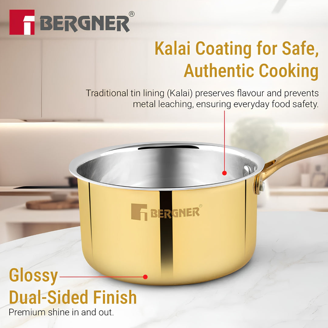 Bergner Peetlam Kalai Coated Brass Sauce Pan with Lid 16 cm _ 1.6 L - Golden Yellow_5