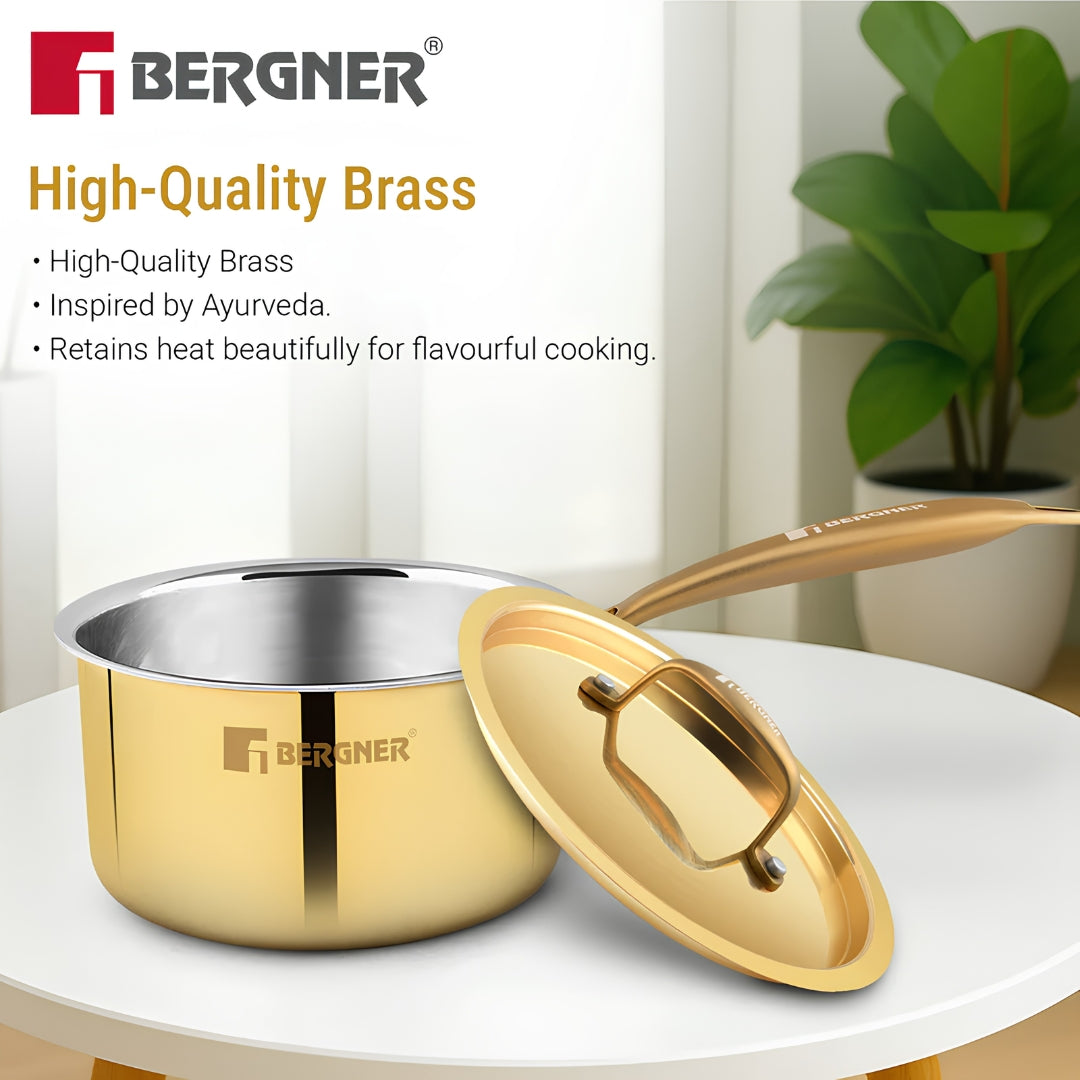 Bergner Peetlam Kalai Coated Brass Sauce Pan with Lid 16 cm _ 1.6 L - Golden Yellow_7