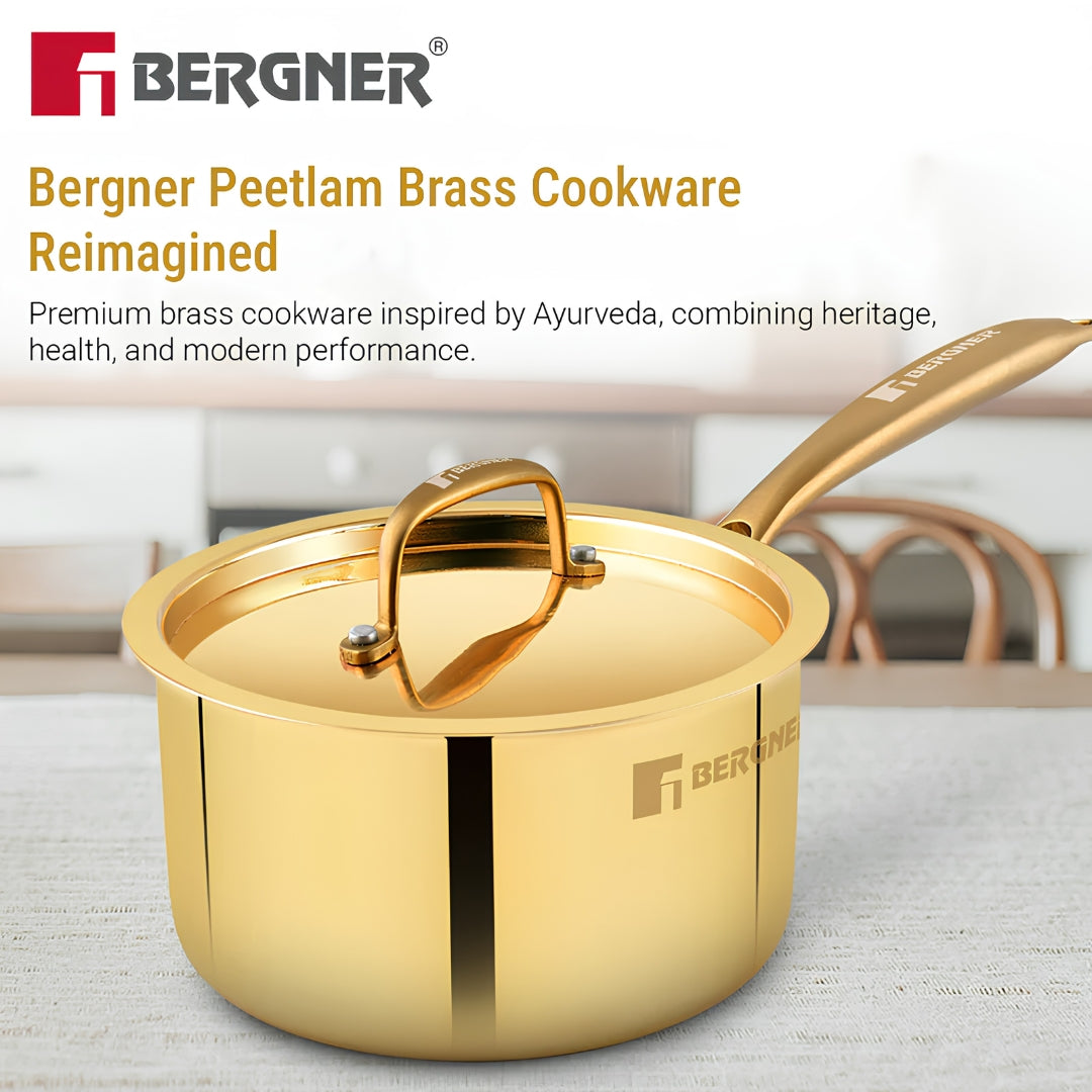 Bergner Peetlam Kalai Coated Brass Sauce Pan with Lid 16 cm _ 1.6 L - Golden Yellow_8