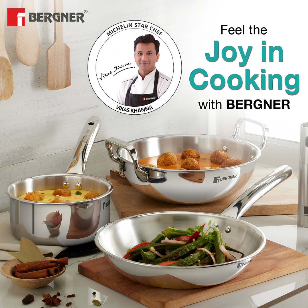 Bergner TriPro Triply Stainless Steel Cookware Set 3 Pcs - Silver_2
