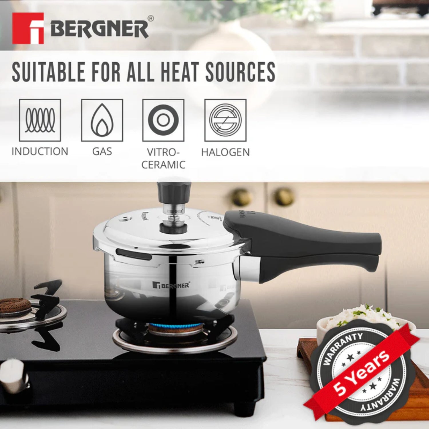 Bergner Trimax Junior Triply Stainless Steel Mini Pressure Cooker 1 L_8