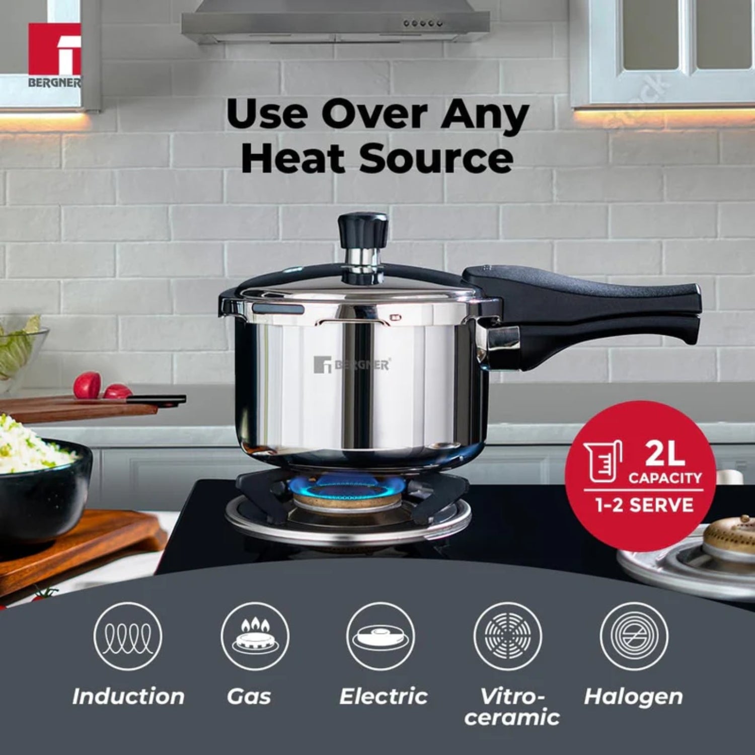 Bergner Trimax Triply Stainless Steel Pressure Cooker 2 L_5