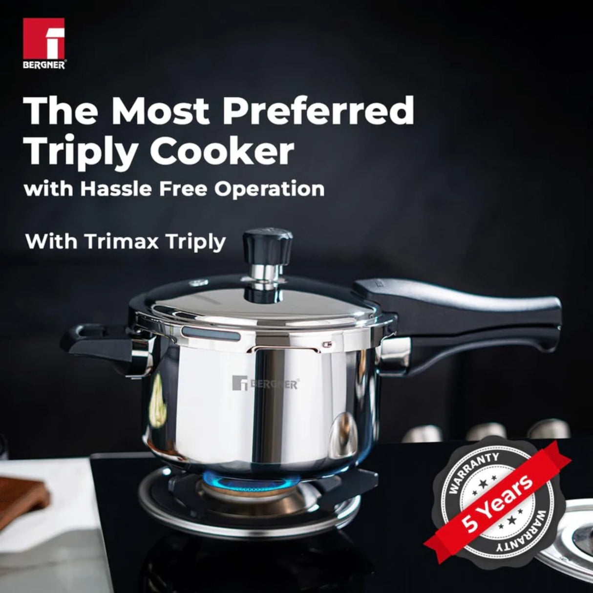 Bergner Trimax Triply Stainless Steel Pressure Cooker 3 L_3