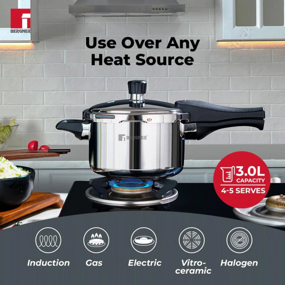 Bergner Trimax Triply Stainless Steel Pressure Cooker 3 L_6