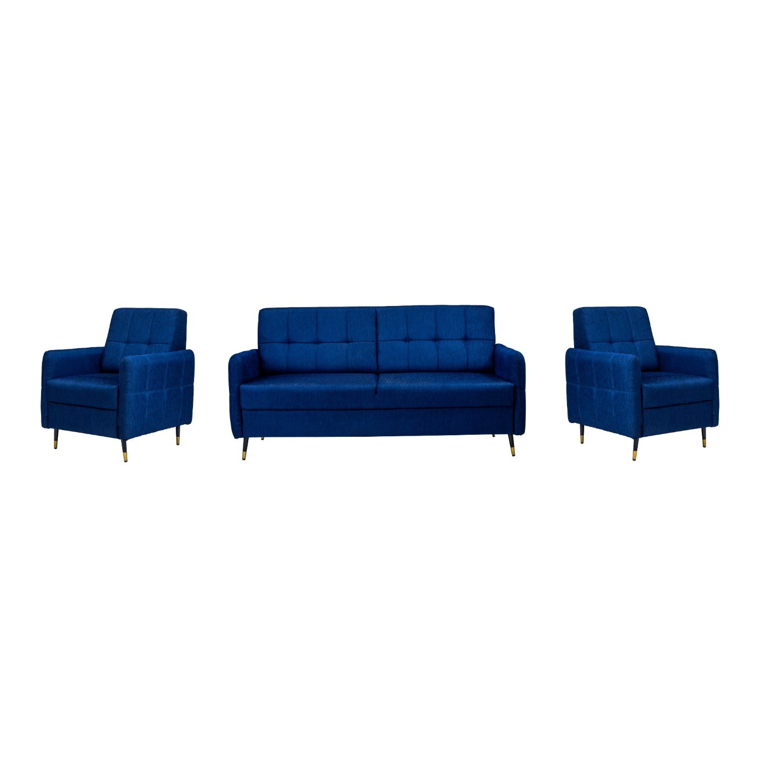 Berlin Pro Contemporary Short Rise Fabric Sofa Set (3+1+1 Seater) - Blue