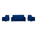 Berlin Pro Contemporary Short Rise Fabric Sofa Set (3+1+1 Seater) - Blue