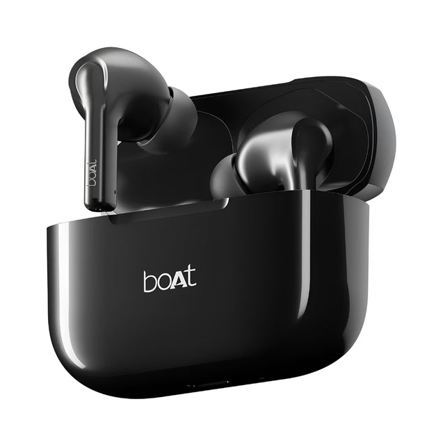 Boat Airdopes 161 True Wireless Earbuds - Pebble Black_FrontView