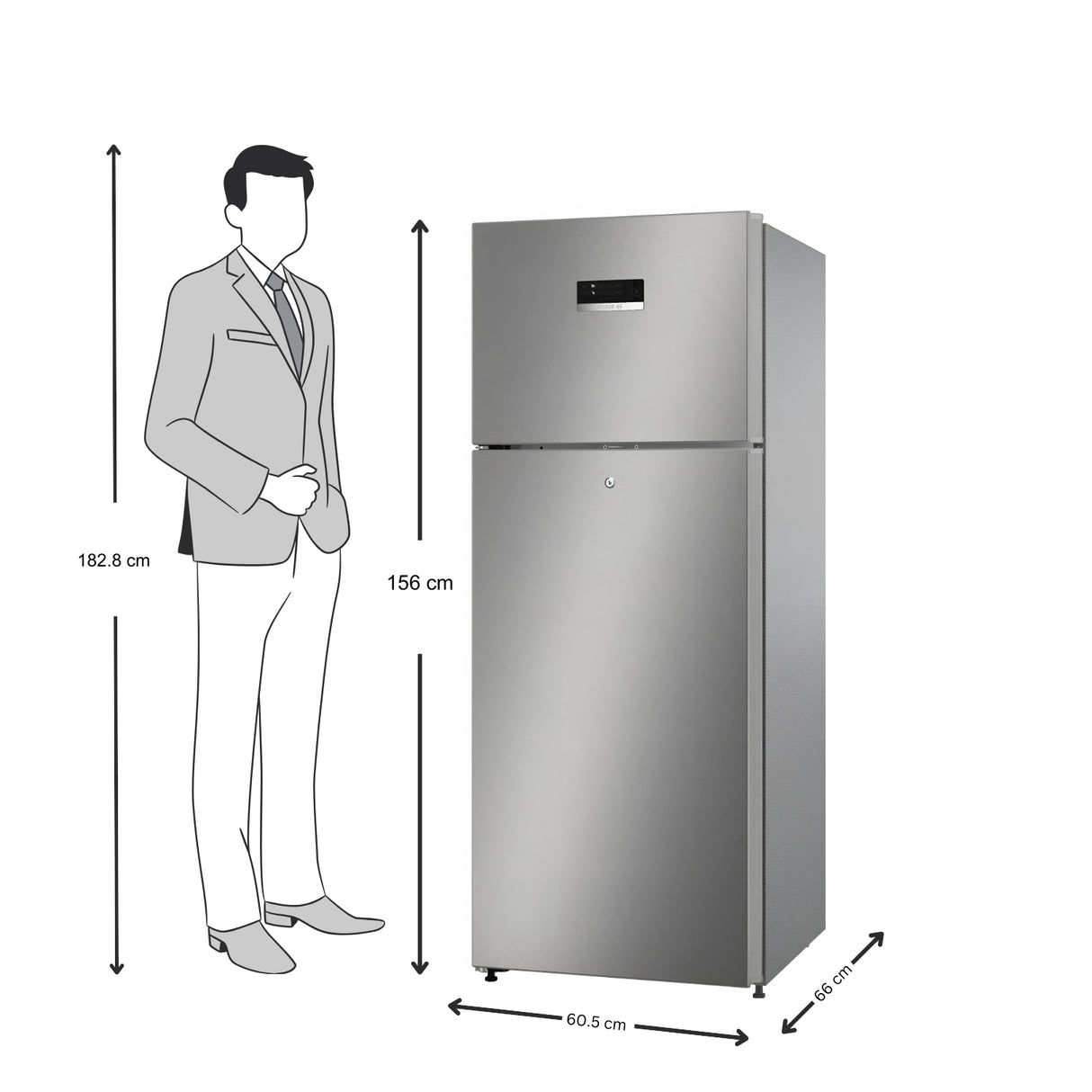 Bosch CTC29S031I 4 Star  269 L Convertible Double Door Refrigerator  – Shiny Silver