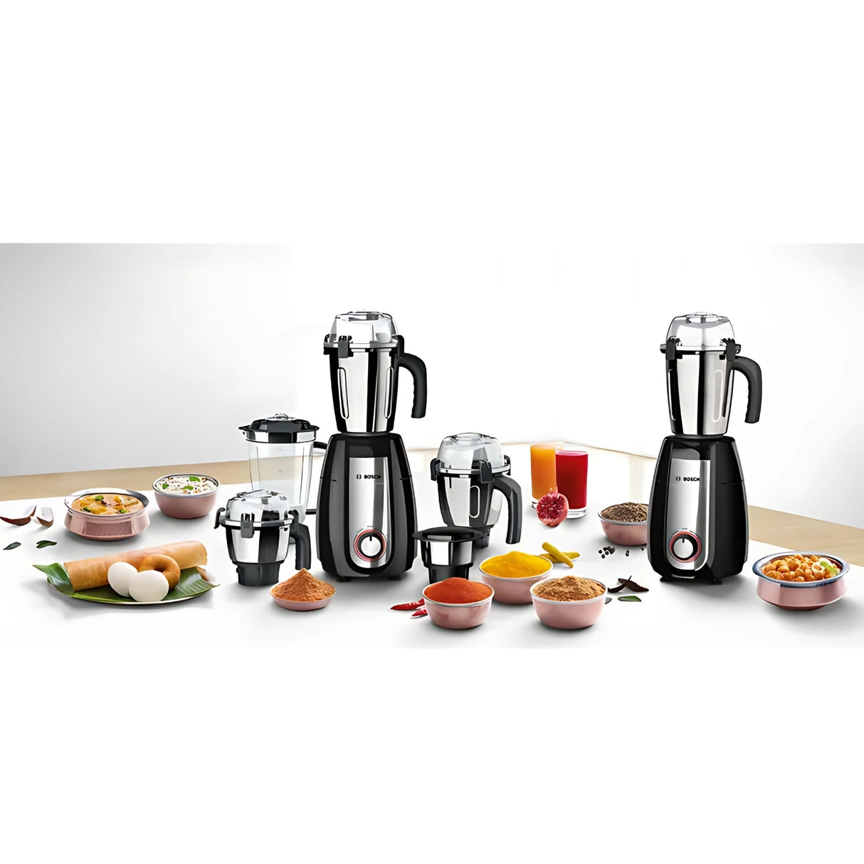Bosch MGM 8856 BIN 4 Stainless Steel Jars  1000W Mixer Grinder –  Stylish Black Finish