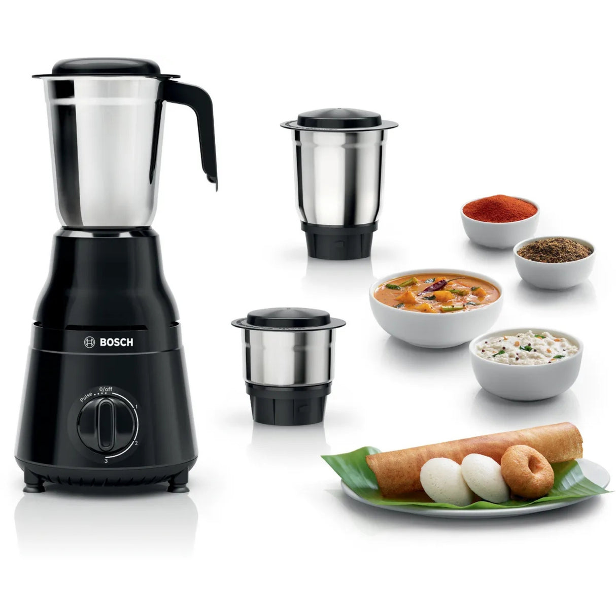 Bosch TrueMixx MG2213C1KI 500 W 3 Jars Mixer Grinder – Black