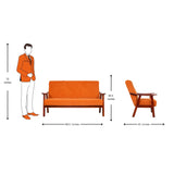 Brentwood Wooden Sofa Set (3+1+1-Seater) - Teak Finish