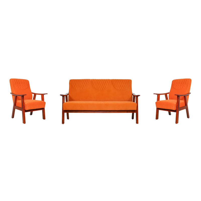 Brentwood Wooden Sofa Set (3+1+1-Seater) - Teak Finish