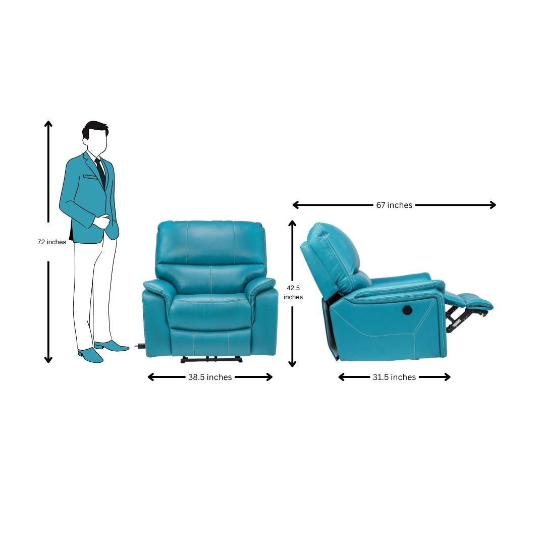 Brussels Rexine Recliner 1-Seater - Blue_7