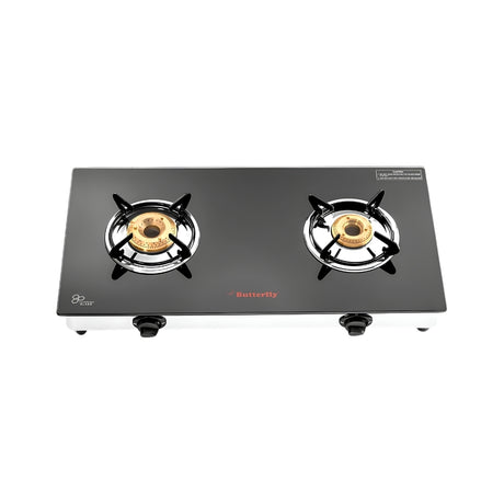 ButterflyRadiantJumbo2-BurnerGlass-TopGasStove_BlackandSilver-FrontView-1