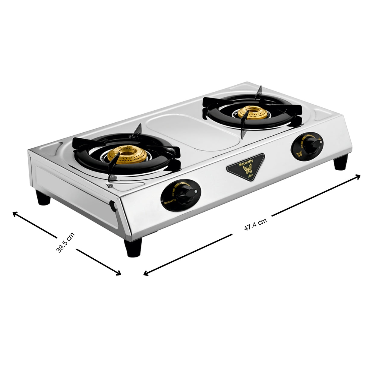 Butterfly Ace 2-Burner Stainless Steel LPG Gas Stove – Silver