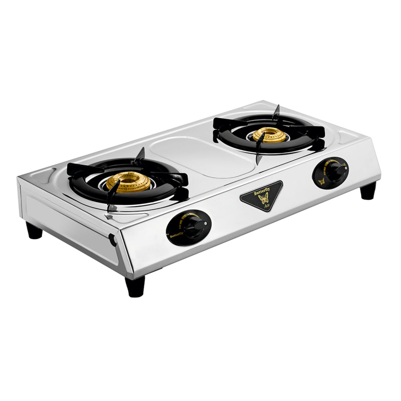 Butterfly Ace 2-Burner Stainless Steel LPG Gas Stove – Silver