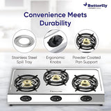Butterfly L3390E00000 Bolt Shakti 3 Burner LPG Stove Efficient Durable - Silver