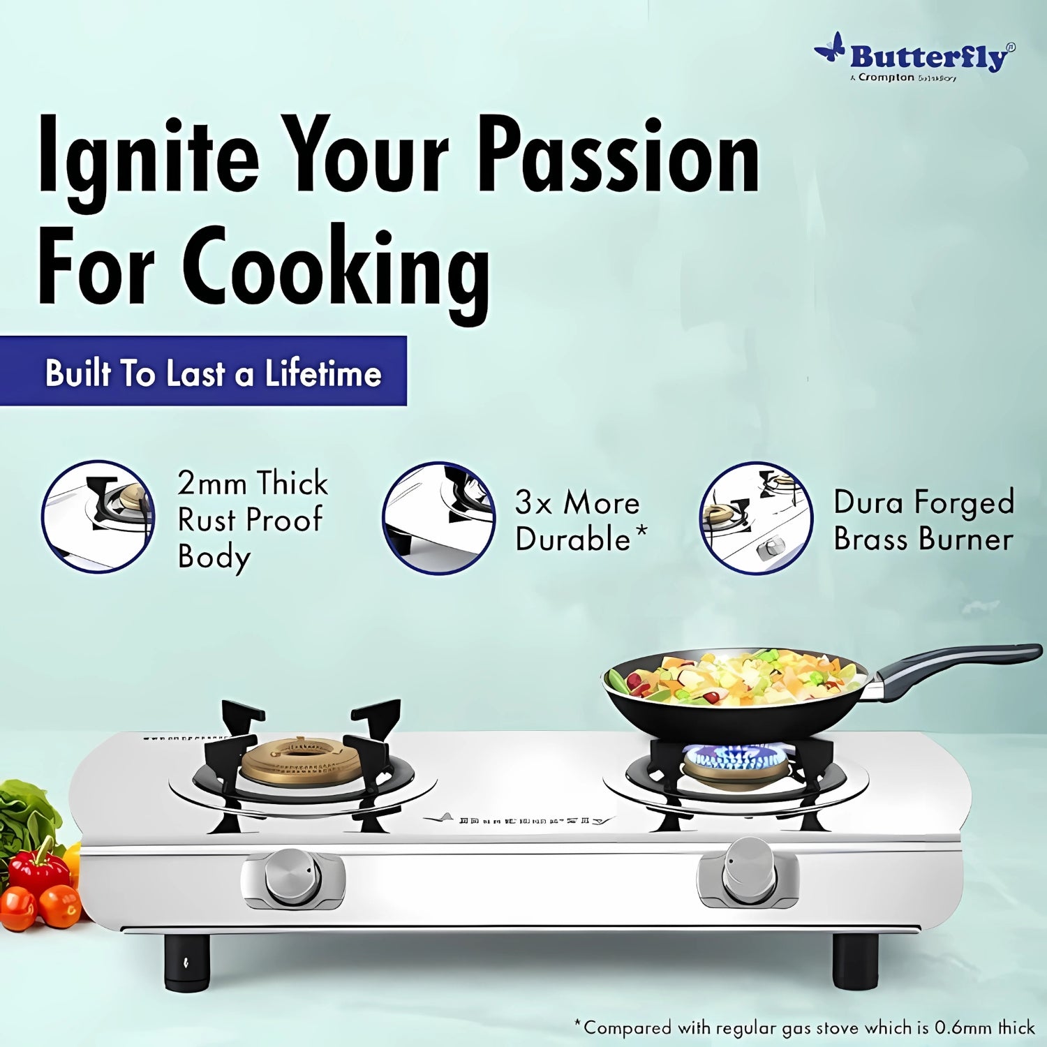 Butterfly Magnum Premium Stainless Steel 2-Burner LPG Gas Stove  – Silver - Image 3 - Buy Online at Chera Home Junction Coimbatore
