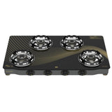 Butterfly Renz HR-Coated Brass Burners 4-Burner Glass Top LPG Gas Stove – Black