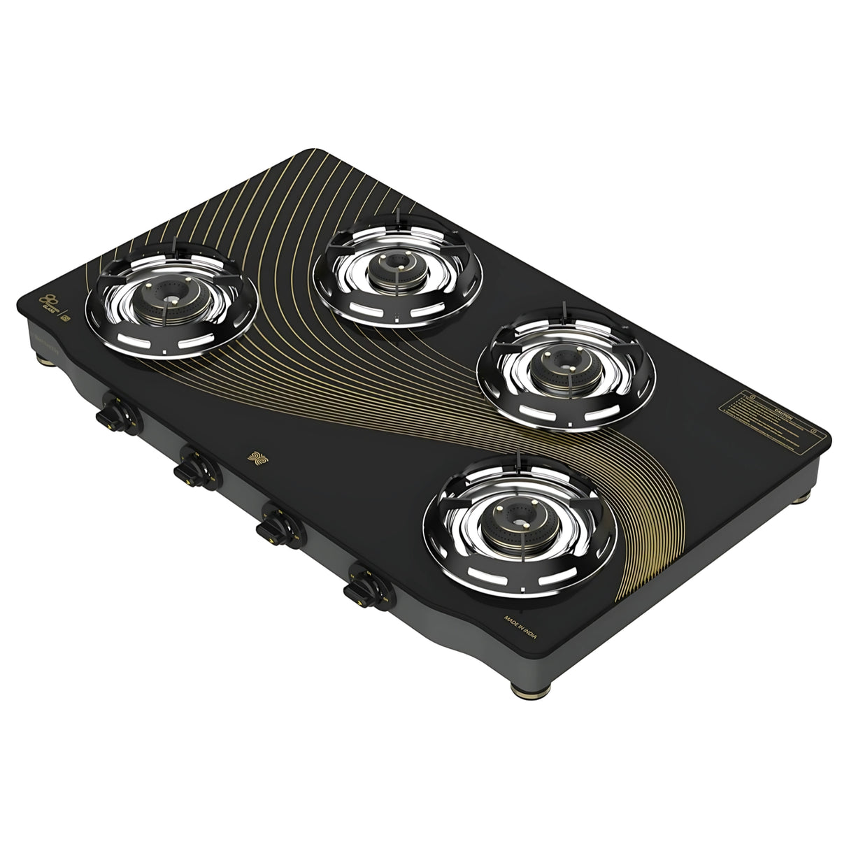 Butterfly Renz HR-Coated Brass Burners 4-Burner Glass Top LPG Gas Stove – Black