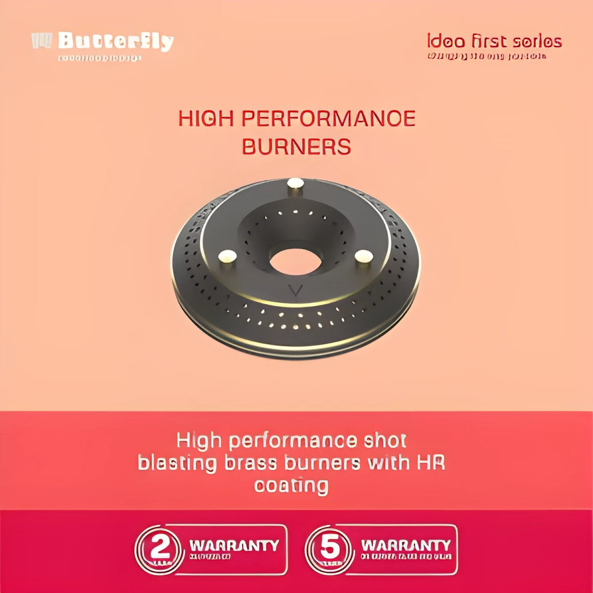 Butterfly Renz HR-Coated Brass Burners 4-Burner Glass Top LPG Gas Stove – Black